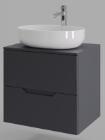 Тумба с раковиной подвесная 60 см Orange Line Li-60TugMDF+B05-520W графит/белый