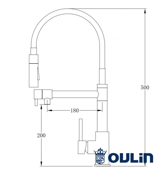 Смеситель для кухни Oulin OL-8023 (с гибким изливом)