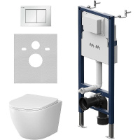 Комплект унитаза с инсталляцией Am.Pm Sense FlashClean Like IS90201.801900 с сиденьем микролифт, кнопка белый глянец