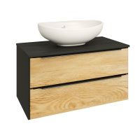 Тумба под раковину Runo подвесная дуб черный Мальта 85 (00-00001099)