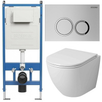 Комплект унитаза с инсталляцией Grossman Galaxy 97.4455SQ.01.110 с клавишей смыва