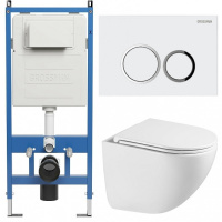 Комплект унитаза с инсталляцией Grossman Galaxy 97.4455SQC.01.000 с клавишей смыва