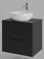 Тумба с раковиной подвесная 60 см, Orange Line Li-60TubMDF+B07-420W черный/белый