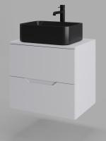 Тумба с раковиной подвесная 60 см Orange Line Li-60TuwMDF+B02-460MB белый/черный