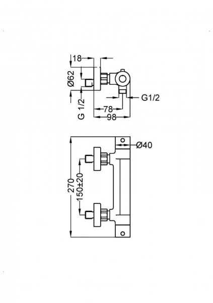 Смеситель с термостатом Cezares Stella STELLA-DM-T-01-Cr