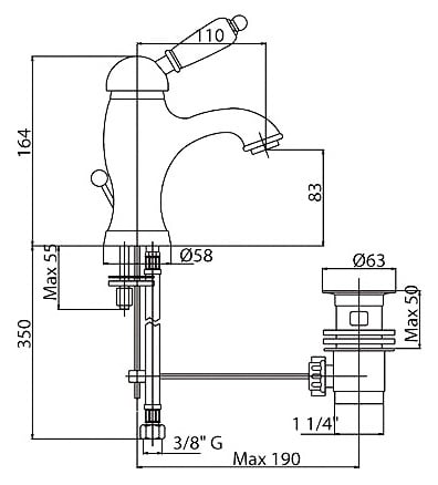 Смеситель Для Раковины Cezares VINTAGE VINTAGE-LSM1-01-Sw-N хром