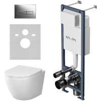 Комплект унитаза с инсталляцией Am.Pm Like Aquaspin IS110351.801900 с сиденьем микролифт, кнопка хром глянец