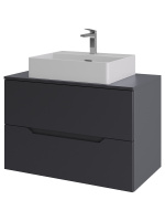 Тумба с раковиной подвесная 80 см, Orange Line Li-80TugMDF+B04-500W графит/белый