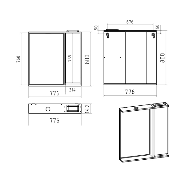 Зеркальный шкаф (78х80) Brevita Balaton 80 правый BAL-04080-03-01П