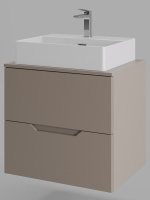 Тумба с раковиной подвесная 60 см, Orange Line Li-60TuLMDF+B04-500W латте/белый