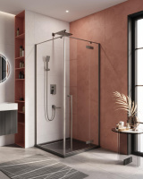 Душевой уголок (90х90) CEZARES LINER LINER-A-1-90-C-GM-R оружейная сталь