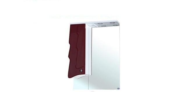 BELLEZZA Ёлка-60 зеркало-шкаф комбин. белое/бордо лев./прав. (свет.)