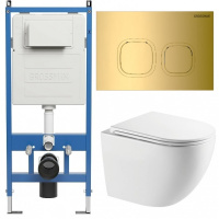 Комплект унитаза с инсталляцией Grossman Cosmo 97.4411SQC.02.300 с клавишей смыва