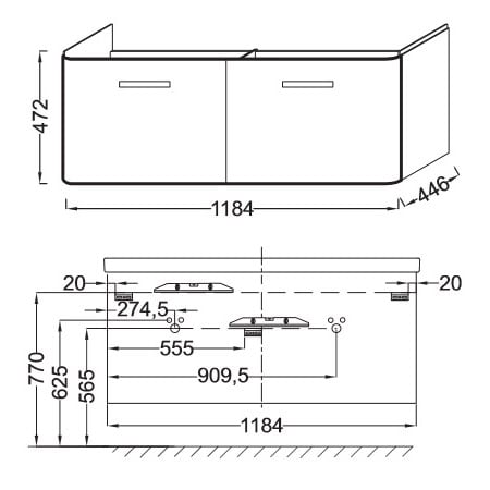 Тумба под раковину Jacob Delafon Replay (118 cм)  EB1073-G1C