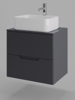 Тумба с раковиной подвесная 60 см Orange Line Li-60TugMDF+B02-460W графит/белый