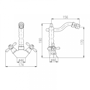Смеситель для биде Rav Slezak Morava Retro MK421.5/9SM