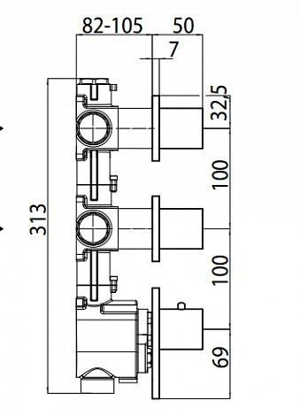 Встраиваемая часть термостата на 2 потребителя HighFlow Bossini Outlets Z030201000