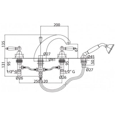 Смеситель для ванны Cezares First FIRST-BVD-03/24-Nc