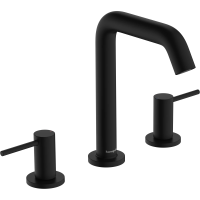 Смеситель для раковины на 3 отверстия с донным клапаном Push-Open Hansgrohe Tecturis S 73330670 черный матовый
