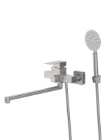 Смеситель для ванны однорычажный универсальный с душевым набором никель Agger Zest A0722233 матовый