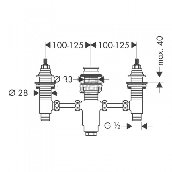 Встроенный механизм смесителя двухвентильного на борт ванны AXOR 15484180
