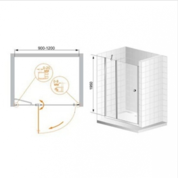 Душевая дверь в нишу Cezares BERGAMO-W-B-13-40+60/30-P-Cr-R