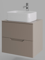 Тумба с раковиной подвесная 60 см, Orange Line Li-60TuLMDF+B02-460W латте/белый