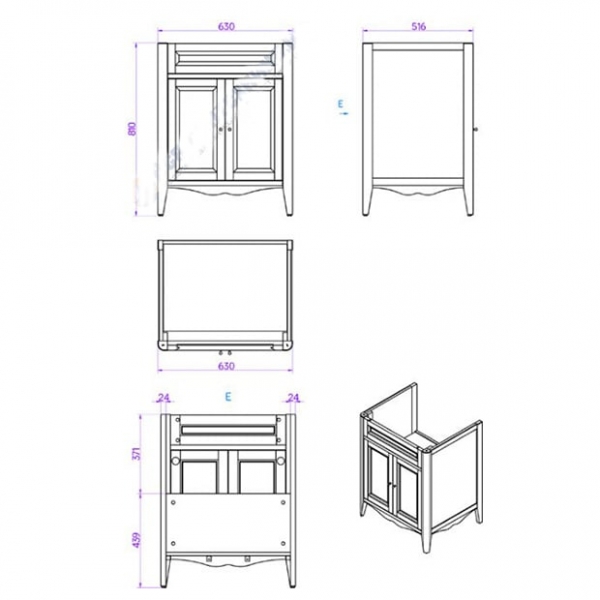 Тумба с раковиной Tiffany World Veronica VER2068-G+AR824bi*1 комплект