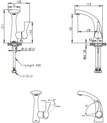 Смеситель для раковины Bravat NIZZA F14691C-1