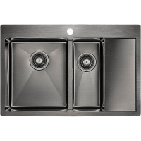Кухонная мойка Paulmark  Liga PM227851-GML вороненая сталь левая