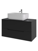 Тумба с раковиной подвесная 100 см, Orange Line Li-100TubMDF+B03-600W черный/белый