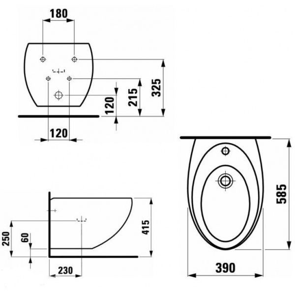 Биде подвесное Laufen Alessi 8.3097.1.400.304.1