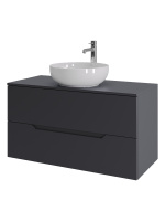 Тумба с раковиной подвесная 100 см, Orange Line Li-100TugMDF+B07-420W графит/белый