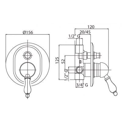 Смеситель для ванны бронза Cezares Venezia VENEZIA-VDIM-02-Bi