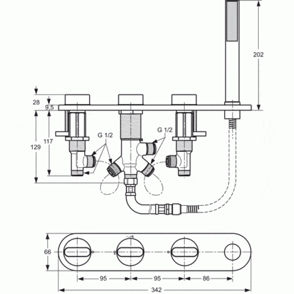Смеситель для ванны/душа Ideal Standard Moments A3920AA Смеситель для ванны/душа Ideal Standard Moments A3920AA