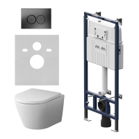 Комплект унитаза с инсталляцией Am.Pm MasterFit Sense IS100138.741701 с сиденьем микролифт, кнопка черный матовый