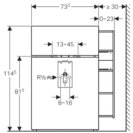 Cантехнический модуль Geberit Monolith для подвесного умывальника, стекло умбра 131.049.SQ.1
