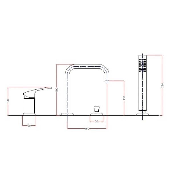 Смеситель на борт ванны Cezares Legend LEGEND-BVDM-03/24