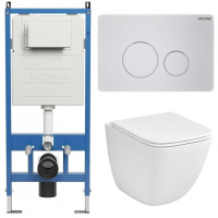 Комплект унитаза с инсталляцией Grossman Style 97.4497SQC.05.01M с клавишей смыва