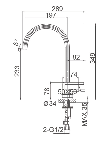 Смеситель для кухни WONZON & WOGHAND ARNIE, хром WW-692101-CR