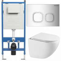 Комплект унитаза с инсталляцией Grossman Cosmo 97.4455SQC.02.100 с клавишей смыва