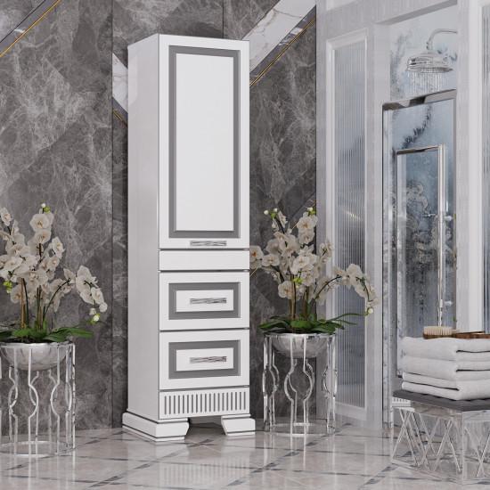 Пенал Opadiris Оникс правый Белый глянцевый с серебряной патиной Z0000005504