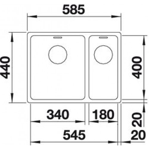 Кухонная мойка Blanco Andano 340/180-IF (чаша справа) 522973