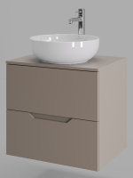 Тумба с раковиной подвесная 60 см, Orange Line Li-60TuLMDF+B07-420W латте/белый