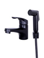 Смеситель для раковины однорычажный полимерный с гигиеническим набором OneLife P01-022b черный