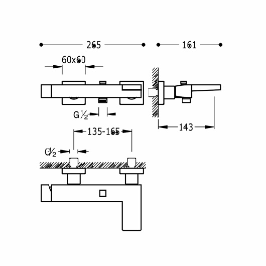 Смеситель однорычажный для ванны TRES Slim 20217001BL хром/белый