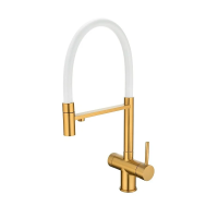 Смеситель для кухни EMAR ЕС - 7024WHT PVD Golden