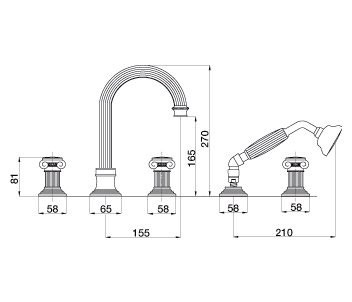 Смеситель на борт ванны Cezares APHRODITE-BVD-01-M Смеситель на борт ванны Cezares APHRODITE-BVD-01-M