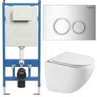 Комплект унитаза с инсталляцией Grossman Galaxy 97.4455SQC.01.100 с клавишей смыва