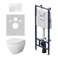 Комплект унитаза с инсталляцией Am.Pm MasterFit Spirit V2.0 IS100101.701700 с сиденьем микролифт, кнопка белый глянец